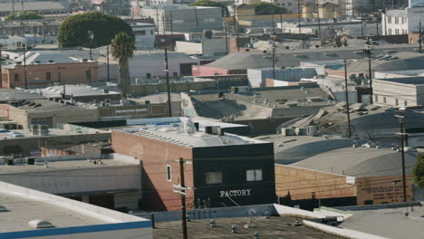 Aerial View of Urban Rooftops and Factories