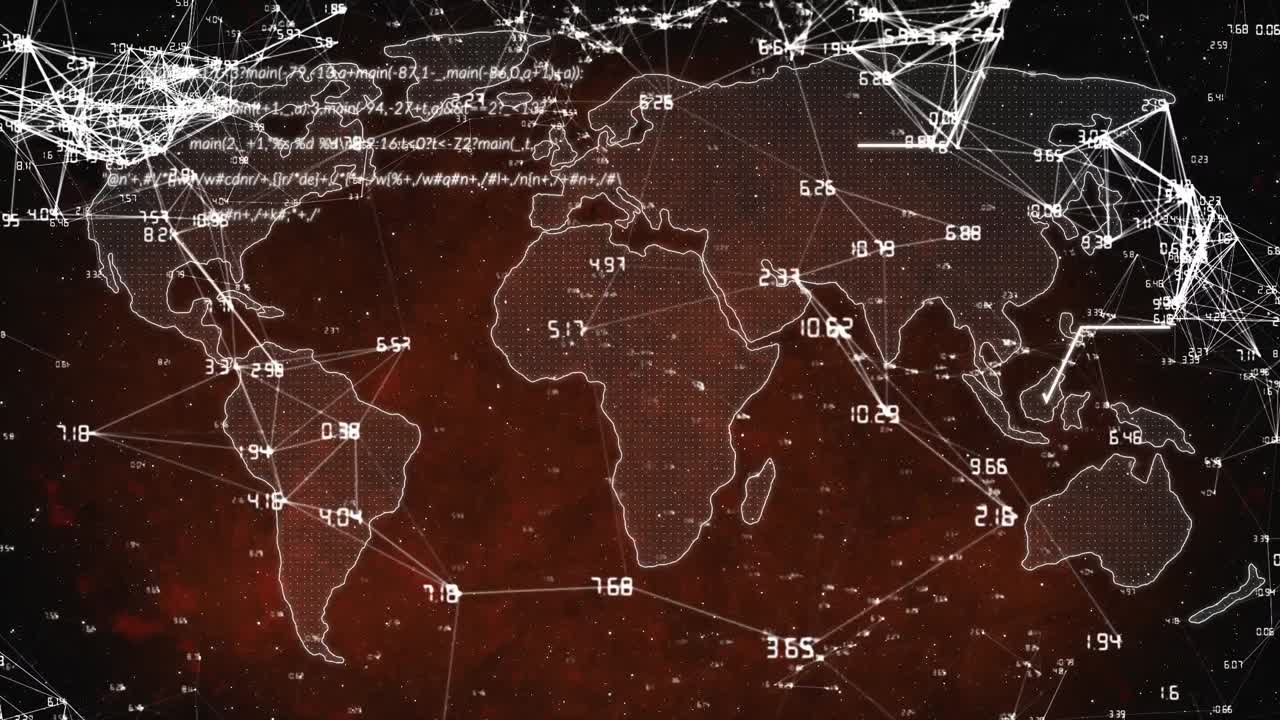 animación de la red de conexiones sobre el mapa del mundo