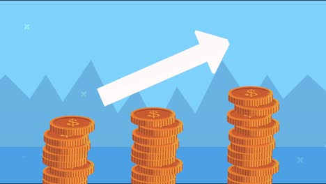 pile coins money dollars animation