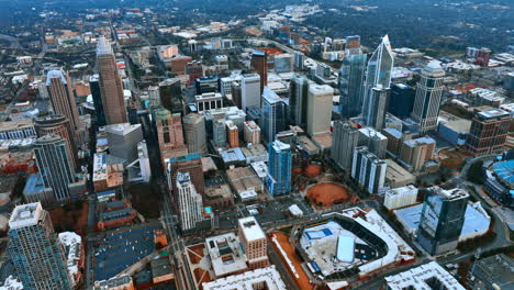 lively view of a big american city. drone footage above downtown in charlotte, north carolina