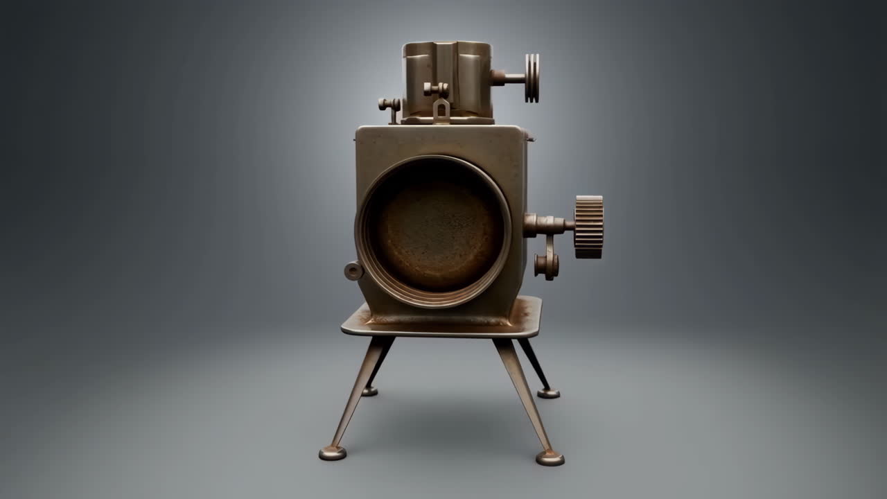 Vintage Industrial Heater on Gray Background