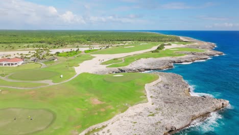 corales golf course on cliffs along rocky coast, punta cana resort in dominican republic