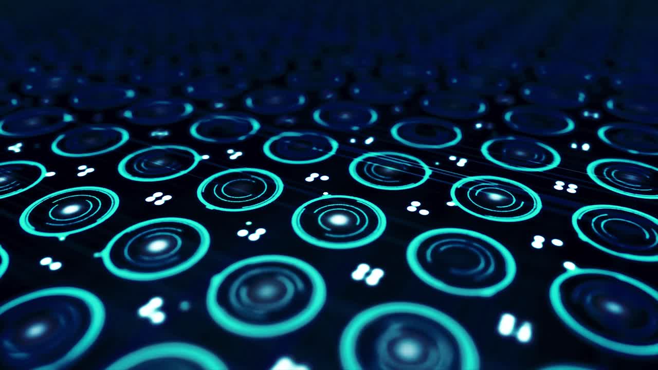 Abstract Blue and Green Glowing Circles Pattern