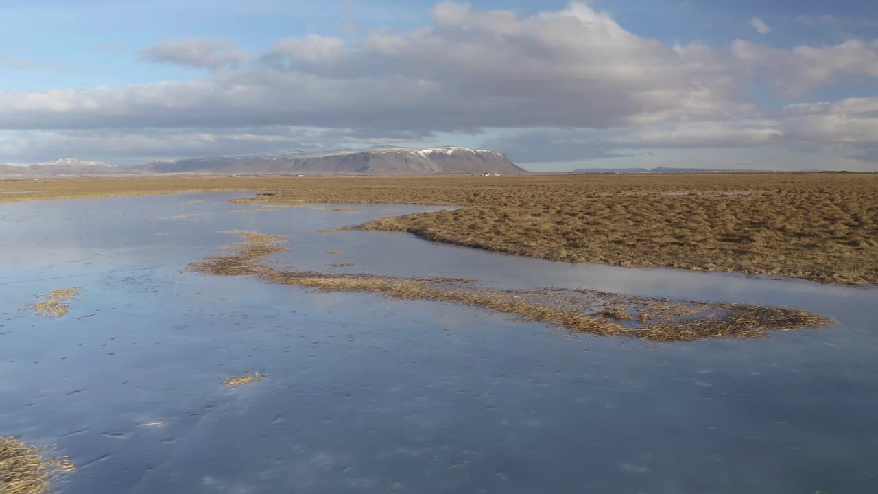 ölfusá 강 남쪽 아이슬란드 유럽의 아름다운 풍경 - 공중 촬영