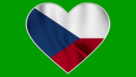 czech republic heart love flag loop - realistic 4k flag waving in the wind. seamless loop with highly detailed fabric texture