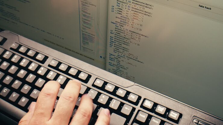 Programmer's Hands Typing Code on a Computer Keyboard