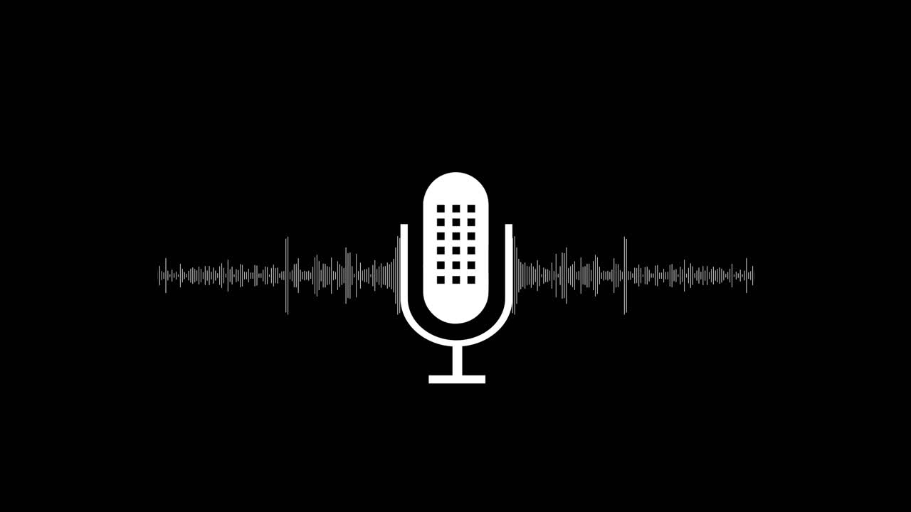 Podcast badge icon stamp logo 4k video motion graphic animation black line microphone icon isolated
