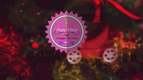 Animation-of-present-tag-with-christmas-greetings-on-christmas-decoration