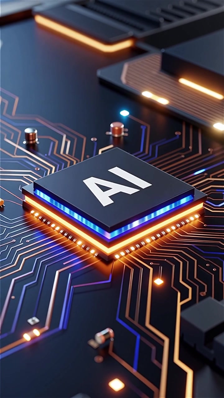 Futuristic AI Chip Motherboard Technology Background