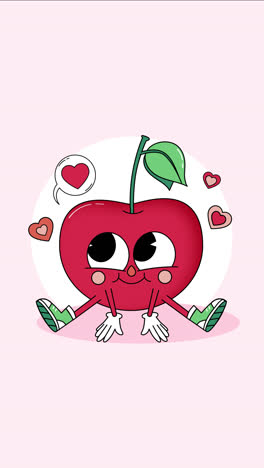 dulce cereza de dibujos animados con corazones