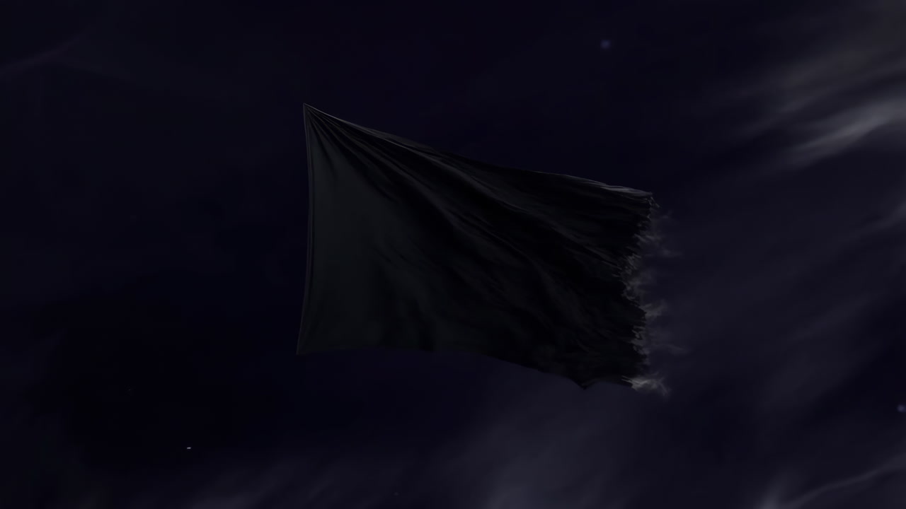 Black Flag Waving in a Dark, Ominous Sky
