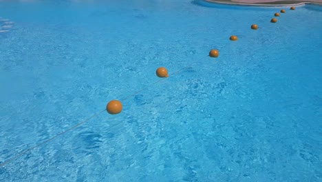 red round restrictive buoys in the pool.