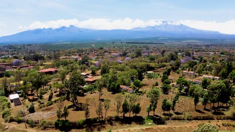 rural village town of kenya with kilimanjaro in the background