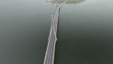 Aerial-View-Of-Replot-Bridge-Spanning-Isle-Of-Ledsten-In-Korsholm,-Finland