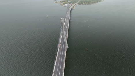 aerial view of replot bridge spanning isle of ledsten in korsholm, finland