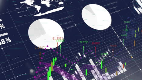 animation of financial data processing over blue background