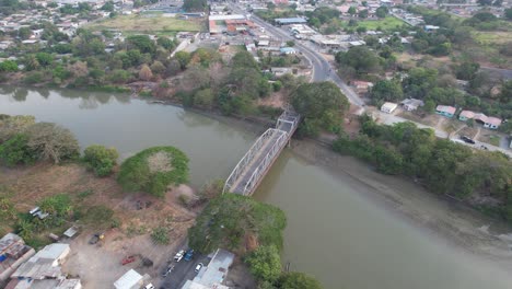 guanare river bridge: aerial view in guanarito, portuguesa, venezuela