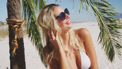 Caucasian-woman-enjoying-time-at-the-beach