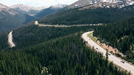 aerial view of winding mountain road