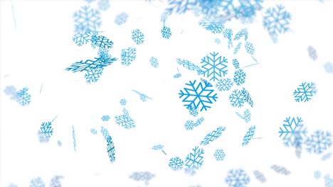 falling snowflakes on white background concept