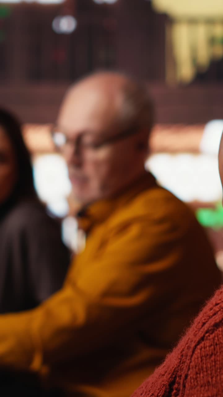 Vertical Video Annoyed woman asking people to keep the library rules and be quiet