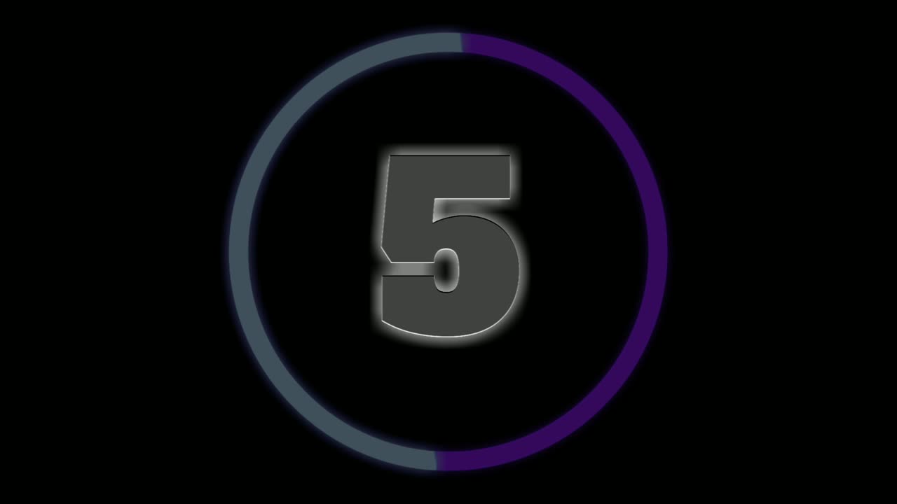 Countdown animation number 10 to 1 on black background.4K with alpha channel