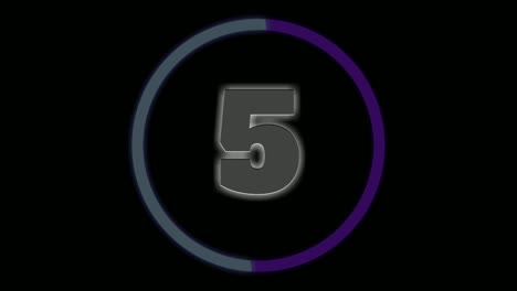 animación de cuenta atrás número 10 a 1 en fondo negro 4k con canal alfa