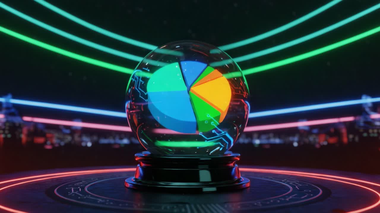A Futuristic Crystal Sphere Displays Vibrant Data Visualizations in a High-Tech Environment, Symbolizing the Intersection of Technology and Insights