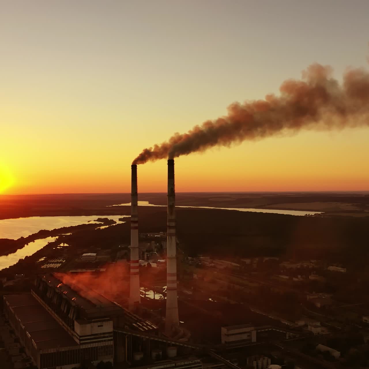 산업 구역의 공중 사진
