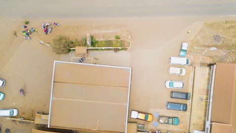 Birdseye-aerial-view-of-Loitokitok-kenya,-shanty-poor-neighborhood-of-Nairobi-suburbs,-Kenya