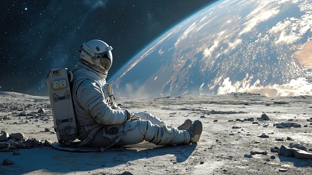 Un astronauta seduto sulla luna