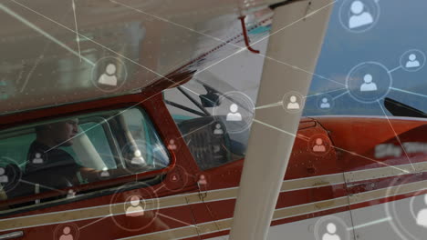 animación de la red de conexiones sobre el avión
