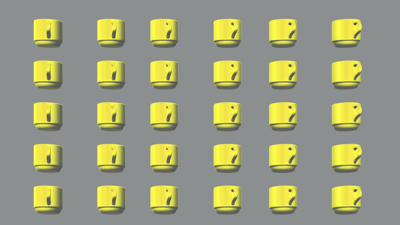 pantone освещенные желтые 3d кофейные чашки на сером фоне