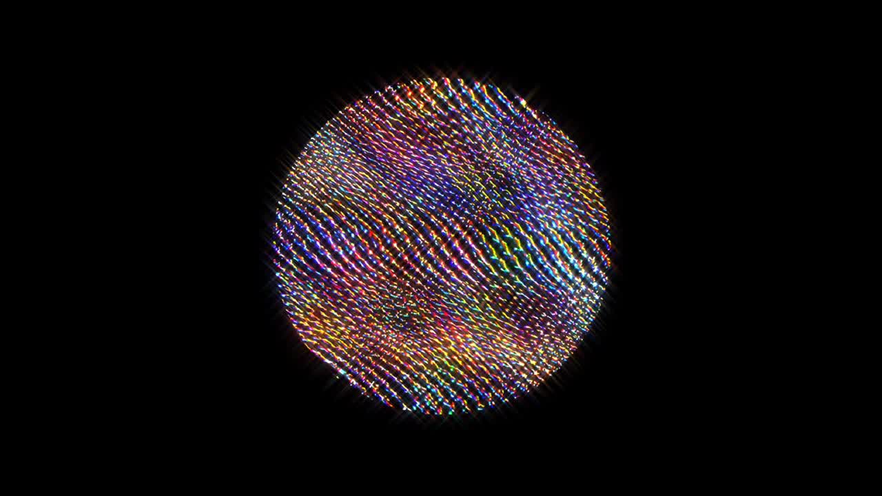 애니메이션 둥근 모양의 다채로운 점 검은 바탕에 박이는 불빛