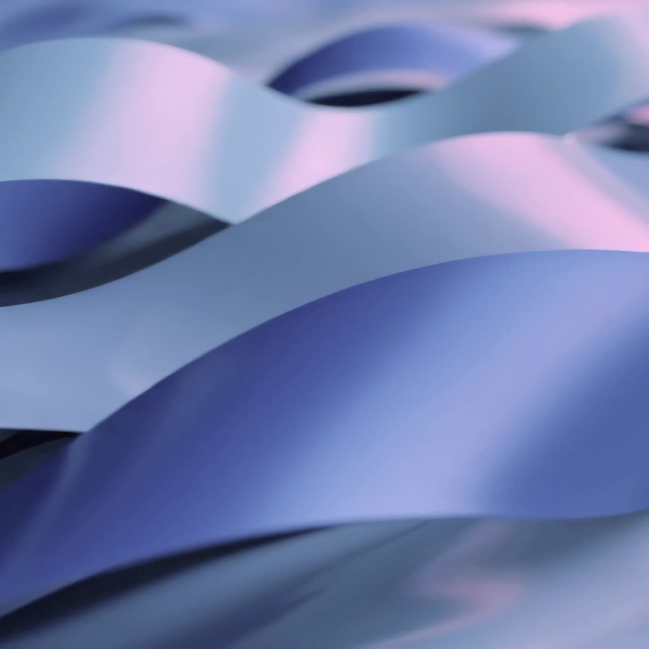 Smooth Abstract Waves of Blue and Purple Ribbons Flowing