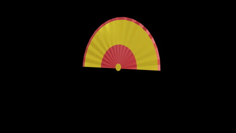 Animation-of-chinese-red-and-gold-fan-pattern-on-black-background