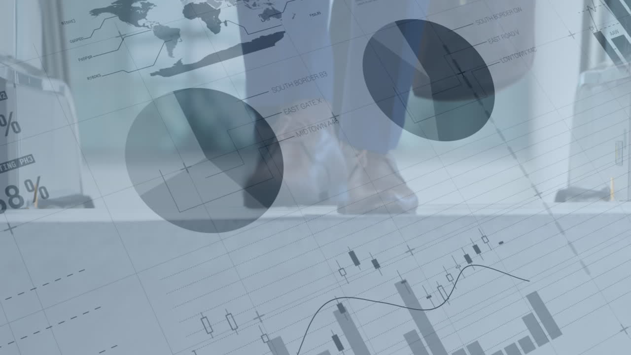 animación del procesamiento de datos financieros sobre personas de negocios