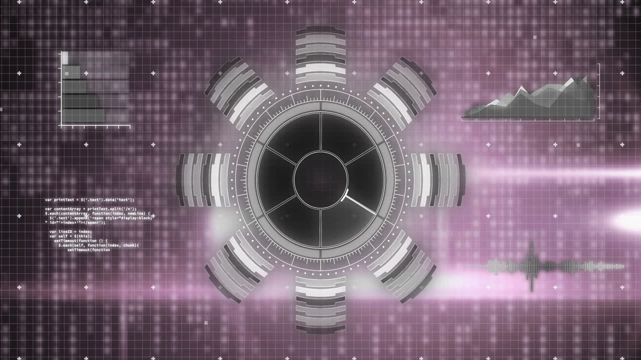 Animation of scopes scanning and data processing over digital screen