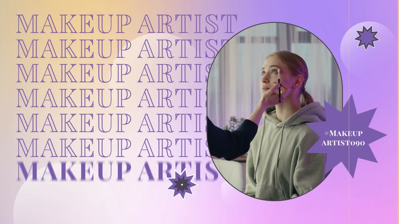 Young Woman Applying Makeup with Brush in Beauty Class