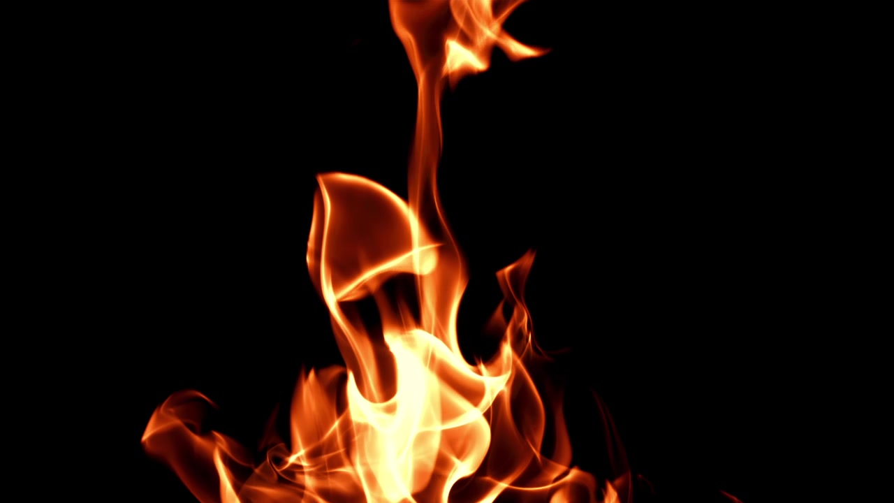 Abstract Fire Flames Burning on Black Background