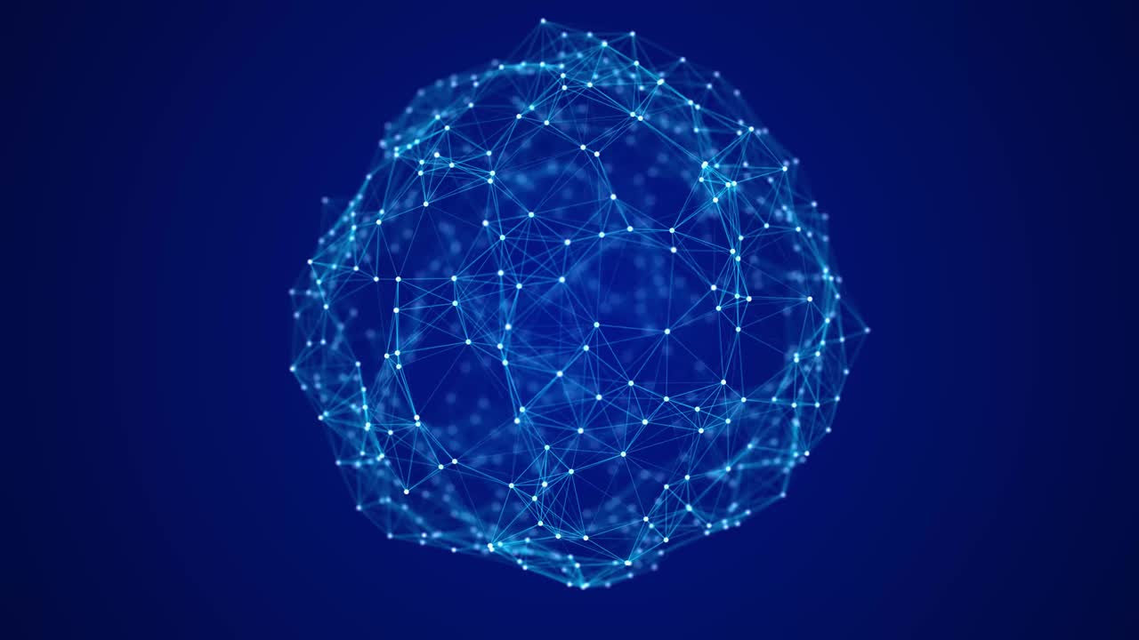 Sphere consisting of points and lines. Modern wireframe elements. Technology grid sphere. 3d rendering.
