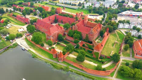 malbork on the nogat river the largest medieval brick castle from the bird's eye view