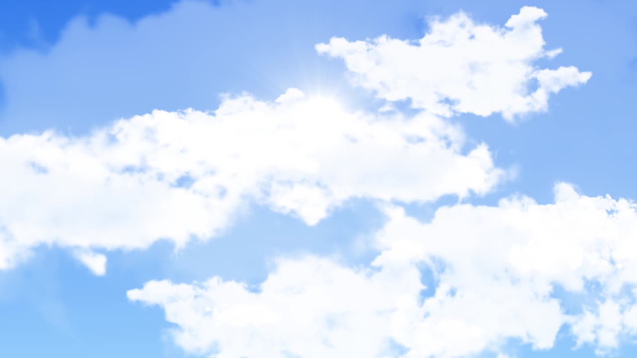 구름과 함께 아름다운 파란 하늘 루프 애니메이션 배경 녹색 화면