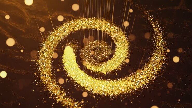 Sfondario della spirale d'oro luccicante