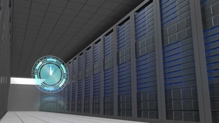 Animation of clock over server room
