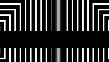 animación digital de formas cuadradas concéntricas que se mueven contra un fondo negro