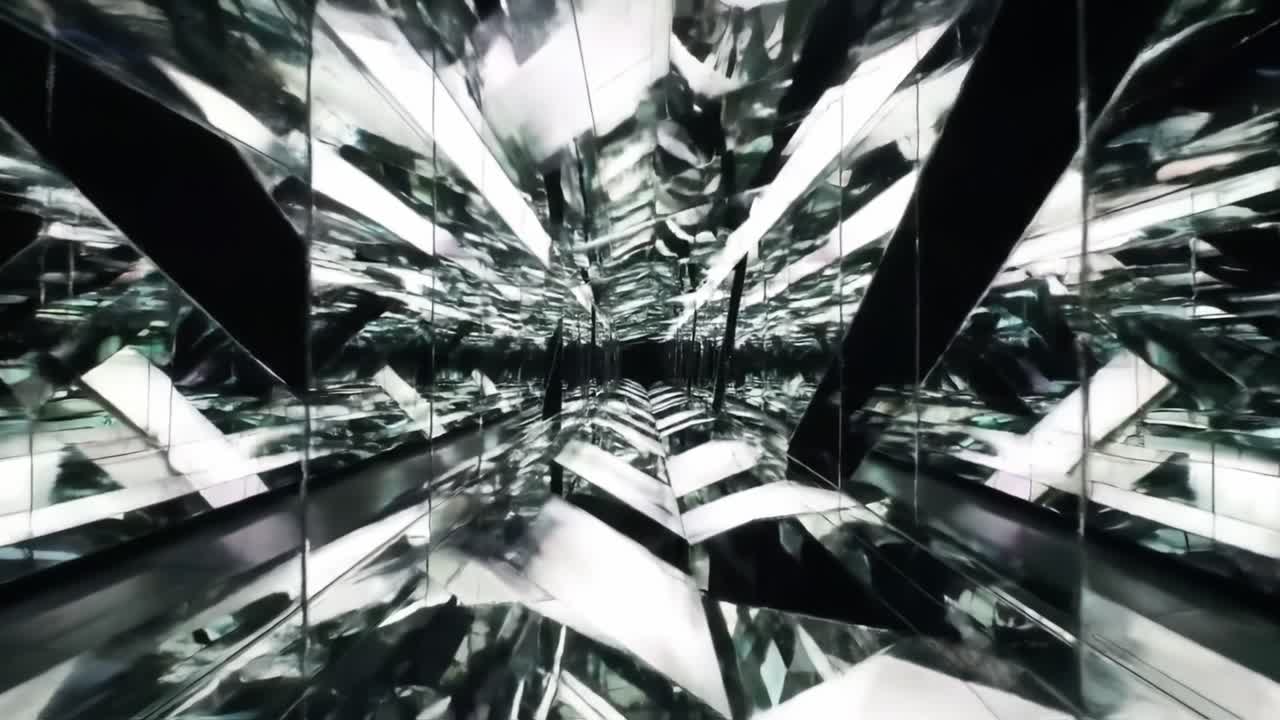 A Hypnotic Journey Through a Kaleidoscope of Reflections and Light: An Immersive Experience of Distorted Perspectives and Surreal Dimensions