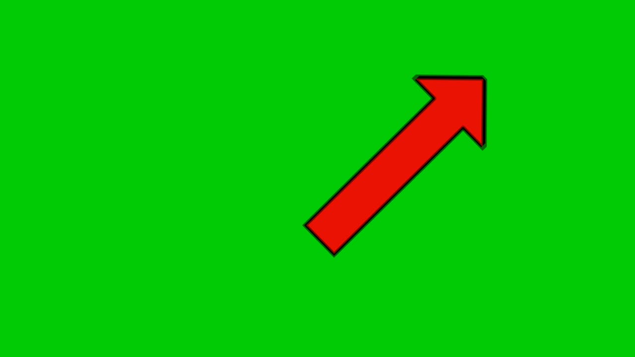 Up right corner arrow red color animation motion graphics on green screen