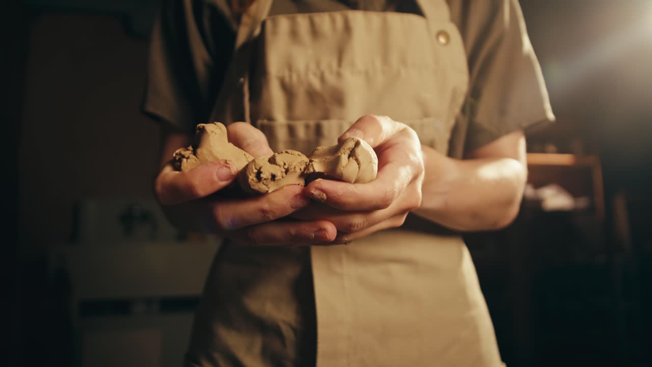 mujer moldeando arcilla