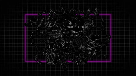 animation of black liquid moving in purple frame on black background